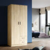 Modern Soft Close Wardrobe Double 2 Doors Wardrobe with Drawers Bedroom Furniture Large Storage Wardrobe, Oak - Elegant