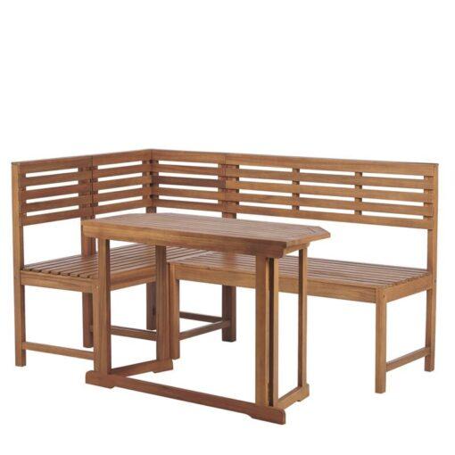 Modular Balcony Furniture Set Corner Bench Foldable Table Acacia Wood Treia