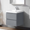 NRG - 600mm Wall Hung 2 Drawer Vanity Unit Basin Storage Bathroom Furniture Gloss Grey