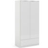 Naia Wardrobe with 2 Doors + 1 Drawer in White High Gloss