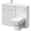 Napoli - 390 Combination Gloss White 1100mm Vanity Unit Toilet Suite with Left Hand l Shaped 1 Tap Hole Basin and 2 Doors with Polished Chrome Handles