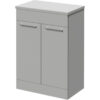 Napoli - 390 Gloss Grey Pearl 600mm Floor Standing Vanity Unit for Countertop Basins with 2 Doors and Polished Chrome Handles