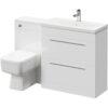 Napoli 390 Gloss White 1300mm Vanity Unit Toilet Suite with 1 Tap Hole Basin and 2 Drawers with Polished Chrome Handles