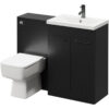 Napoli - 390 Nero Oak 1100mm Vanity Unit Toilet Suite with 1 Tap Hole Basin and 2 Doors with Gunmetal Grey Handles