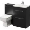 Napoli 390 Nero Oak 1100mm Vanity Unit Toilet Suite with 1 Tap Hole Basin and 2 Drawers with Polished Chrome Handles