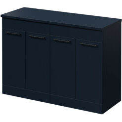 Napoli - Deep Blue 1200mm Floor Standing Vanity Unit for Countertop Basins with 4 Doors and Gunmetal Grey Handles