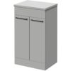 Napoli - Gloss Grey Pearl 500mm Floor Standing Vanity Unit for Countertop Basins with 2 Doors and Gunmetal Grey Handles