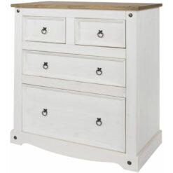 Netfurniture - Carala Pine White 2+2 Drawer Chest White Painted Bedroom Chest. - White