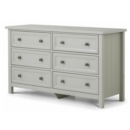 Netfurniture - Viyella Dove Grey 6 Drawer Wide Bedroom Chest Drawers Stone - Grey