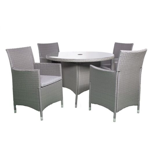 Nevada Grey 4 Seater Kd Round Dining Set