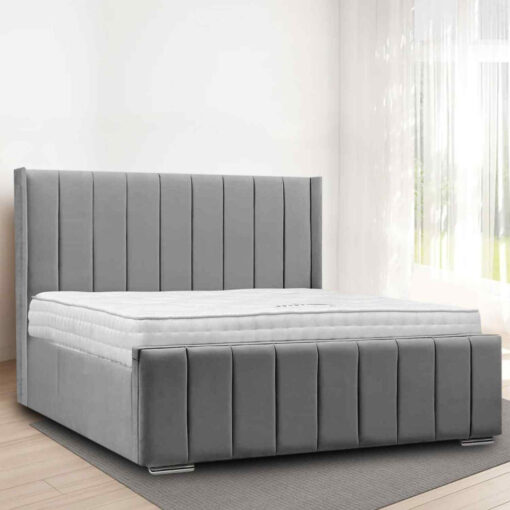 Nicolo Bed Single Plush Velvet Silver