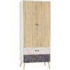 Nordic 2 Door 2 Drawer Wardrobe in White Distressed Effect