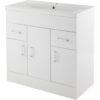 Nuie Eden Floor Standing 3-Door Vanity Unit and Basin-2 Gloss White - 800mm Wide