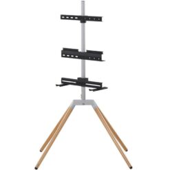 ONE FOR ALL WM 7476 Quadpod 595 mm TV Stand with Bracket - Oak & Silver Grey, Silver/Grey,Brown