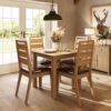 Oak Square Dining Table Set 4 Chairs Compact Furniture