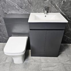 Obsidian 1100mm Bathroom Vanity Set Inc Basin & Toilet In Matt Deep Graphite, No Tap