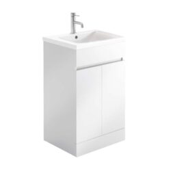 Orbit Empire Floor Standing 2-Door Vanity Unit with Basin 500mm Wide - Gloss White