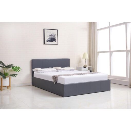 Ottoman Storage Bed grey 3ft single leather and 1 mattress bedroom furniture