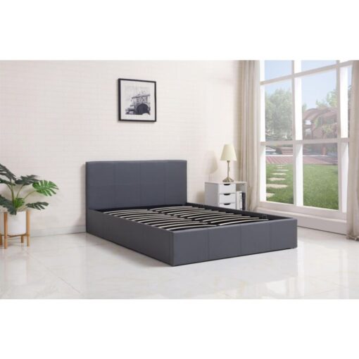 Ottoman Storage Bed grey 3ft single leather bedroom furniture