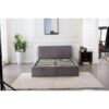 Ottoman Storage Bed grey small double 4ft line pattern fabric velvet bedroom furniture