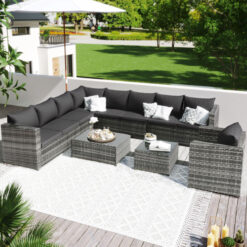 Outdoor Garden Furniture Set Patio Sofa Set with Coffee Table, grey