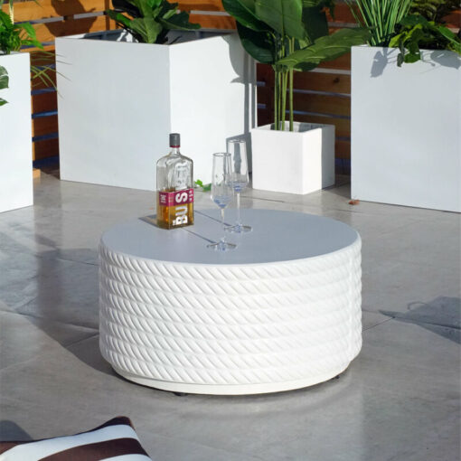 Outdoor Indoor Concrete Furniture Coffee Table, White - Abrihome