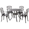 Outsunny - 5 PCs Coffee Table Chairs Outdoor Garden Furniture Set w/ Umbrella Hole - Brown