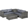 Outsunny - 6Pcs Rattan Sofa Set Garden Sectional Garden Wicker Cushion Grey - Grey