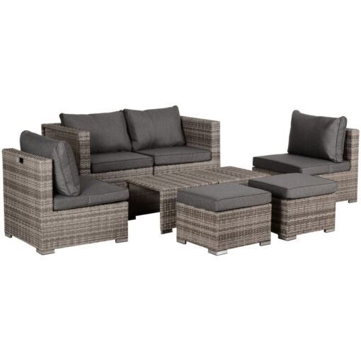 Outsunny - 8pc Outdoor Patio Furniture Set Weather Wicker Rattan Sofa Chair Grey - Grey