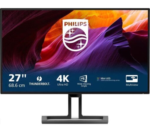 PHILIPS Brilliance 7000 4K Ultra HD 27" IPS Mini LED Monitor - Black, Black