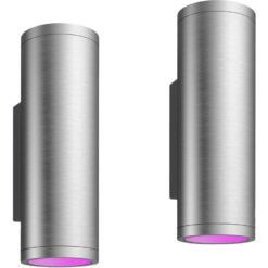 PHILIPS HUE Appear White & Colour Ambiance Smart Outdoor LED Wall Light - Inox, Twin Pack