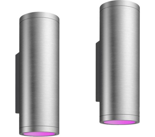 PHILIPS HUE Appear White & Colour Ambiance Smart Outdoor LED Wall Light - Inox, Twin Pack