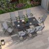 PURPLE LEAF 9 Pieces Garden Table and Chairs, Garden Furniture Sets 8 Seaters, Outdoor Dining Set with 1 Rectangle Aluminum Table and 8 Foldable