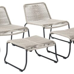 Pacific Pang Pair of Garden Chair with Stools - Grey