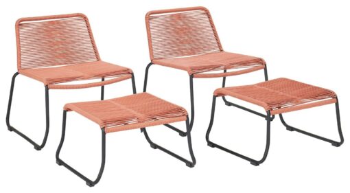 Pacific Pang Pair of Garden Chair with Stools - Orange