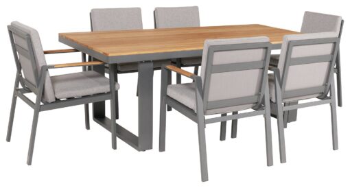 Pacific Stockholm 6 Seater Aluminium Patio Set - Grey