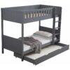 Panana Wooden Bunk Bed with Large Storage Drawer, Available in Grey and White - Grey Frame - Grey