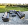 Patio Garden Furniture Sets Wicker 9 Seater Outdoor Rattan Furniture Sofa Sets with Square Coffee Table - Fimous