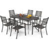 Phivilla - Garden Table and Chairs Set of 6 Patio Dining Set Stackable Chairs Metal Outdoor Bistro Garden Furniture Sets Weather-resistant