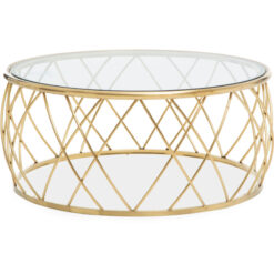 Premier Housewares - Ackley Clear Glass And Gold Frame Round Coffee Table