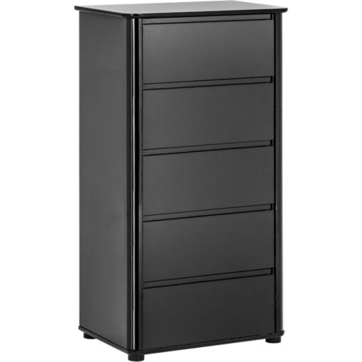 Premier Housewares - Chest Of Drawers Wooden Bedroom High Gloss Finish Furniture Modern Design Black mdf Assembled Drawers For Hallway / Living Room