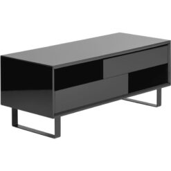 Premier Housewares - Coffee Table For Living Room / Garden Black Low Outdoor Coffee Tables With Storage Gloss Finish Wooden Square Furniture 48 x 120