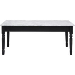 Premier Housewares - Coffee Table White Marble Top with Black Frame Modern Coffee Table for Living Room Black Coffee Tables Living Room Pieces w110 x