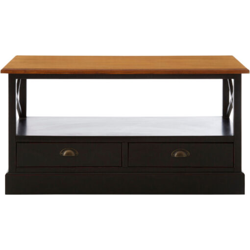 Premier Housewares - Coffee Table With Drawers Storage Coffee Table Coffee Table with Storage Living Room Storage 2 Drawers Fir Veneer W110 x D52 x