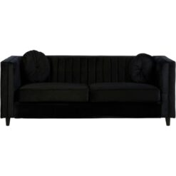 Premier Housewares - Farah 3 Seat Black Velvet Sofa