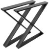 Primematik - Table legs in 'x' for desks made of black steel 680 x 80 x 710 mm 2-pack with horizontal base