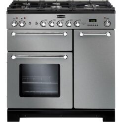 RANGEMASTER Kitchener 90 Dual Fuel Range Cooker - Stainless Steel & Chrome, Stainless Steel