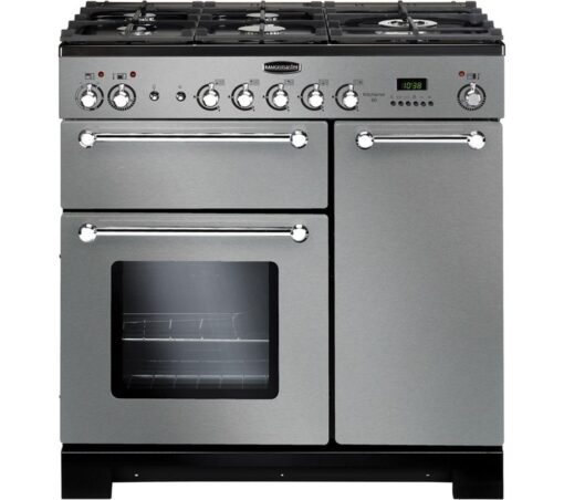 RANGEMASTER Kitchener 90 Dual Fuel Range Cooker - Stainless Steel & Chrome, Stainless Steel