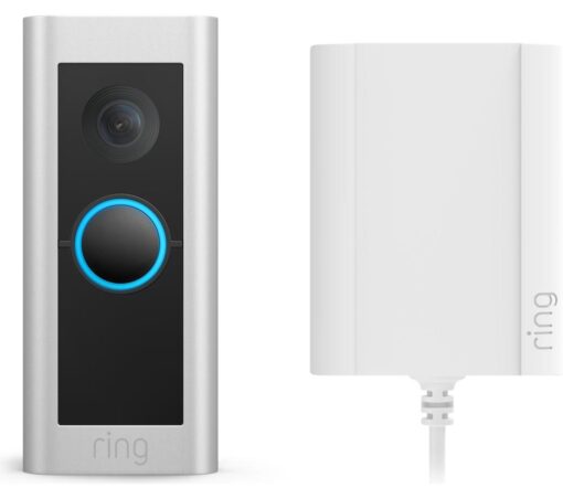 RING Video Doorbell Pro 2 with Plug-In Adapter, Silver/Grey