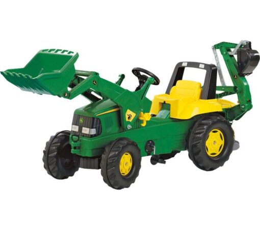 ROLLY TOYS rollyJunior John Deere Loader & Excavator Kids' Ride-On Toy - Green & Yellow, Yellow,Green